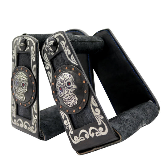 Charro Saddle Black Custom Stirrups Estribos Montura - M - Royal Saddles - Charro Saddle Parts