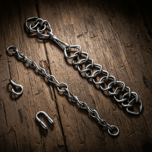 Charro Saddle Freno - Cadena De Barbada Mexican Horse Bit Curb Chain Set - M - Royal Saddles - Charro Bits/Frenos