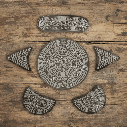 Charro Saddle Herraje Greca Acero Montura Kit - M - Royal Saddles - Charro Saddle Parts
