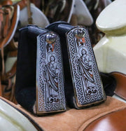 Charro Saddle San Judas Stirrups Estribos Acero Inoxidable - M - Royal Saddles - Charro Saddle Parts