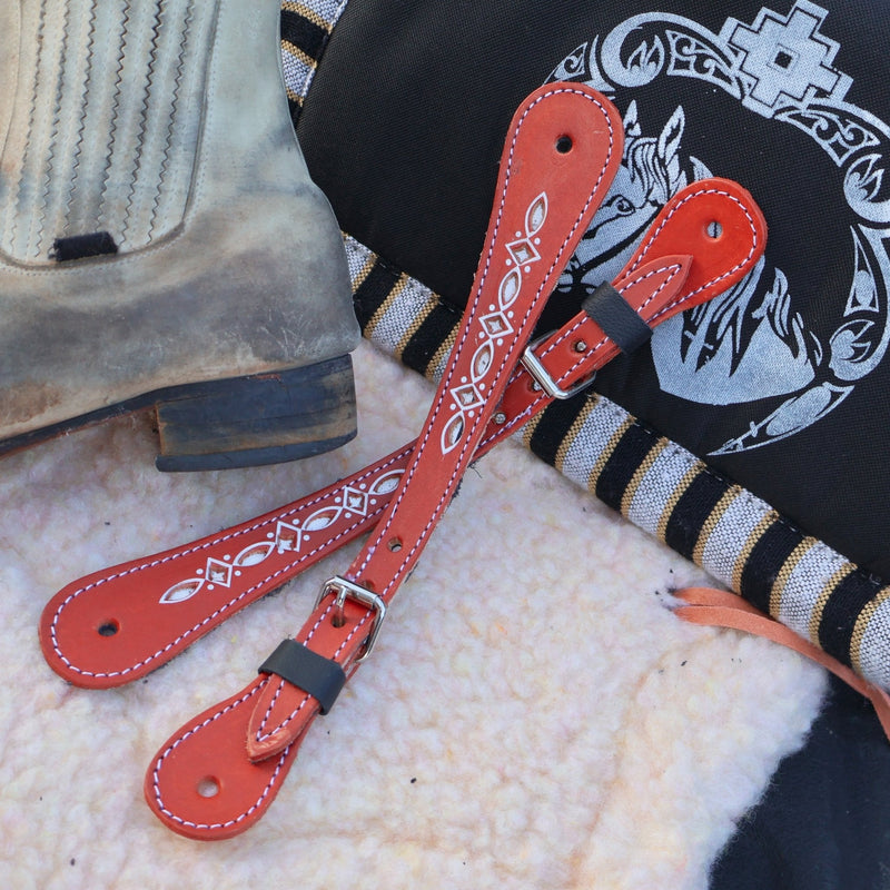 Charro Spur Pintada Chedron Espuelas Correones Leather Straps - M - Royal Saddles - Charro Spurs Strap