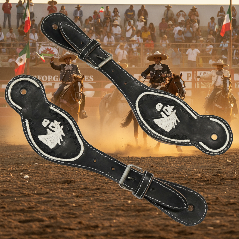 Charro Spur Straps Caballo Horse Correones Piteados