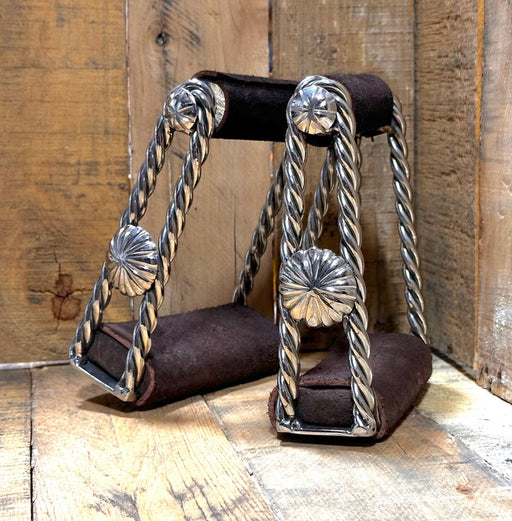 Charro Stirrups Estribos Torcidos Acero Inoxidable - M - Royal Saddles - Charro Saddle Parts