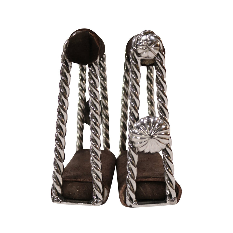 Charro Stirrups Estribos Torcidos Acero Inoxidable - M - Royal Saddles - Charro Saddle Parts