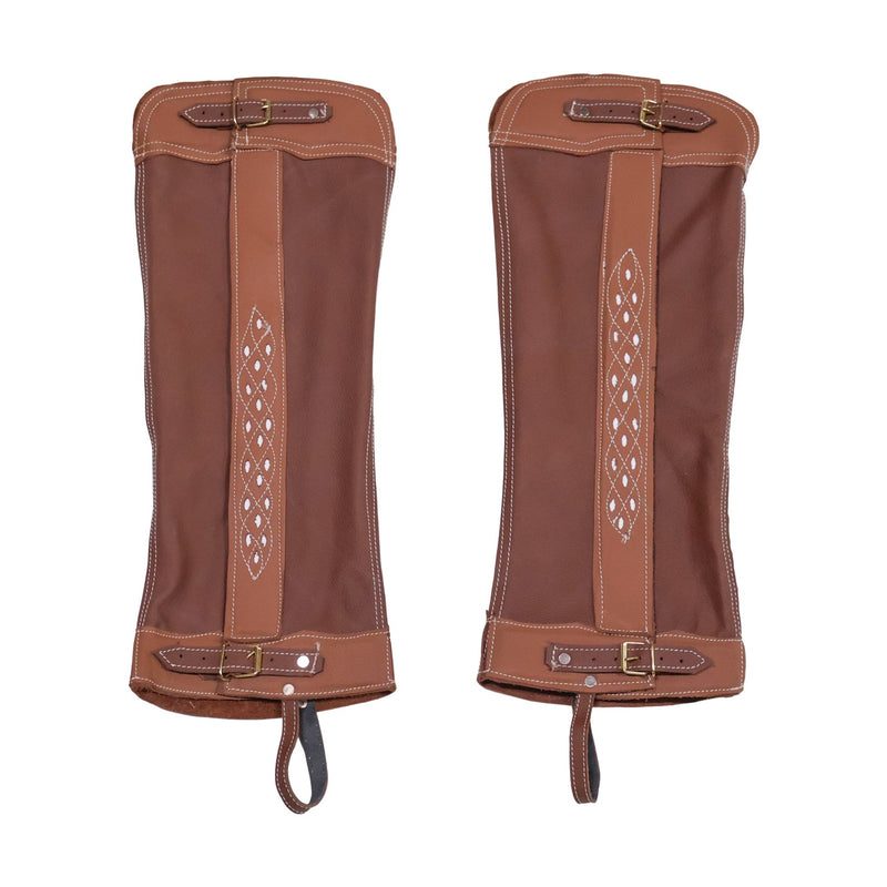 Charro Tan Beige Leather Piel Polainas Villistas Chaps - M - Royal Saddles - Charro Polainas/Chaps