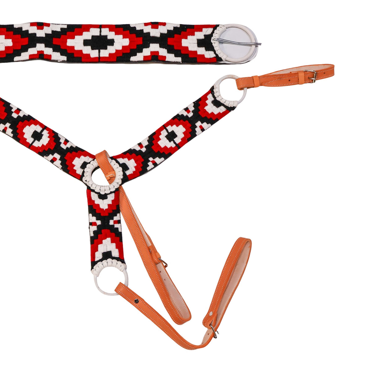Charro Tricolor Pechera 33" Cincho Set Tack Saddle - M - Royal Saddles - Charro Breastcollar/Pechera