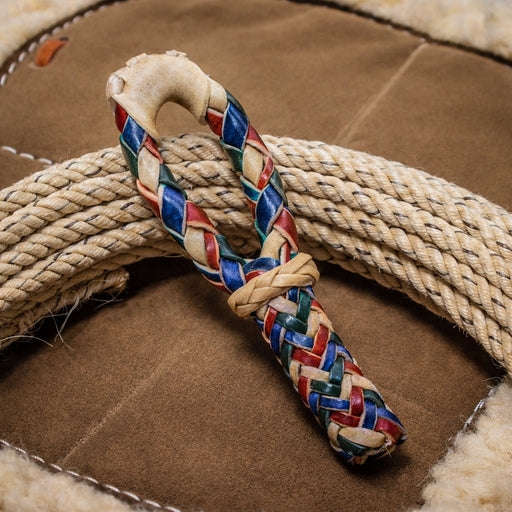 Charro Tricolor Rawhide Hondilla Rope Soga - M - Royal Saddles - Ropes/Sogas