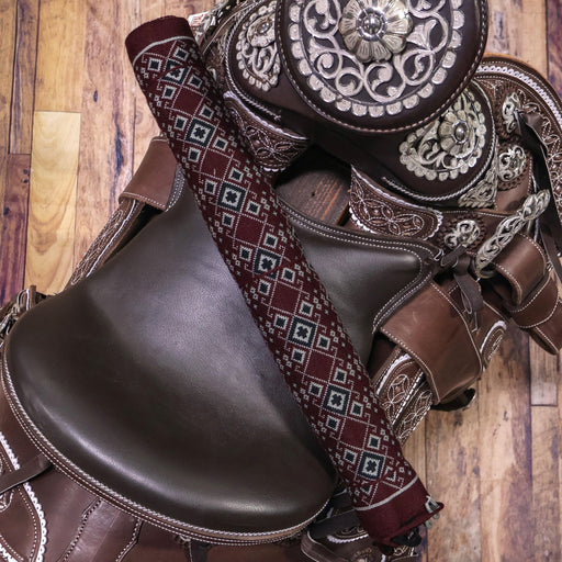 Charro Vino Maroon Fino Diseno Sarape Horse Saddle - M - Royal Saddles - Sarapes