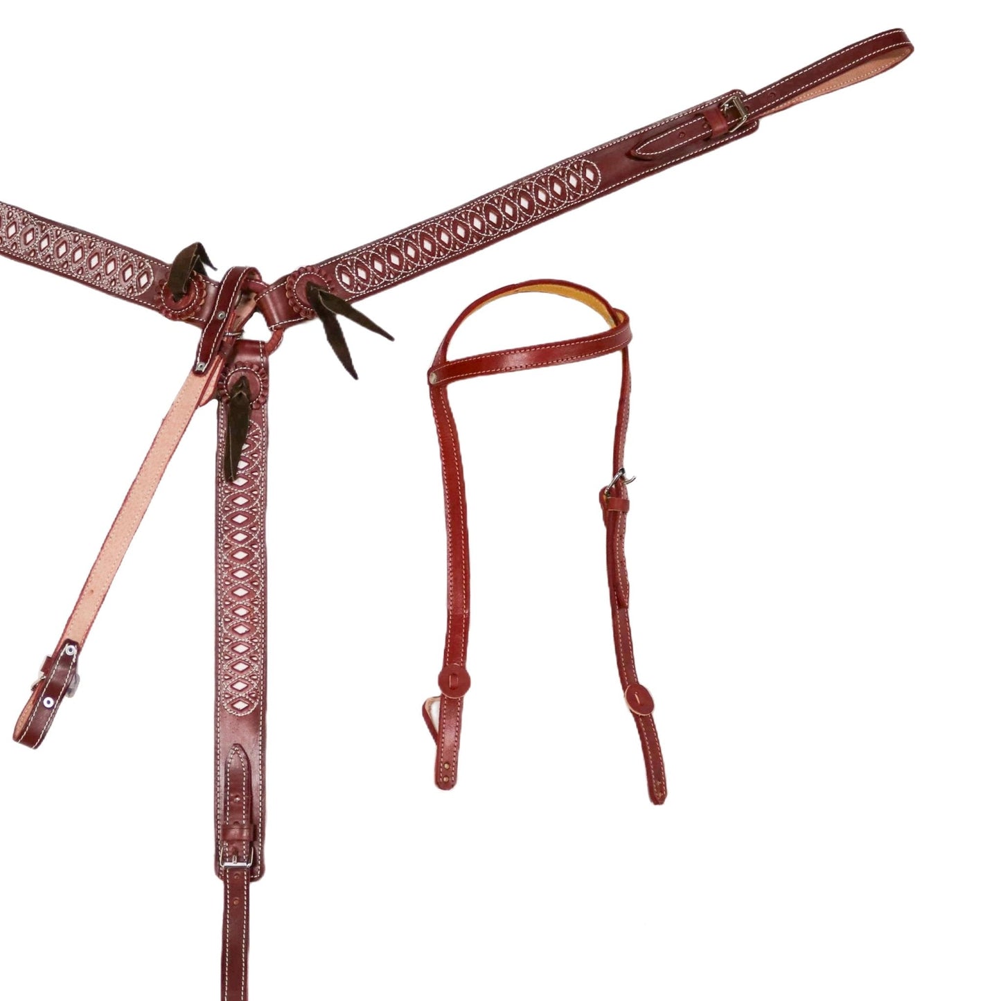 Charro Vino Maroon Pechera Resacada Horse - M - Royal Saddles - Charro Breastcollar/Pechera