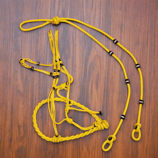Charro Yellow Halter Bosalillo/Rienda Set - M - Royal Saddles - Charro Bozal
