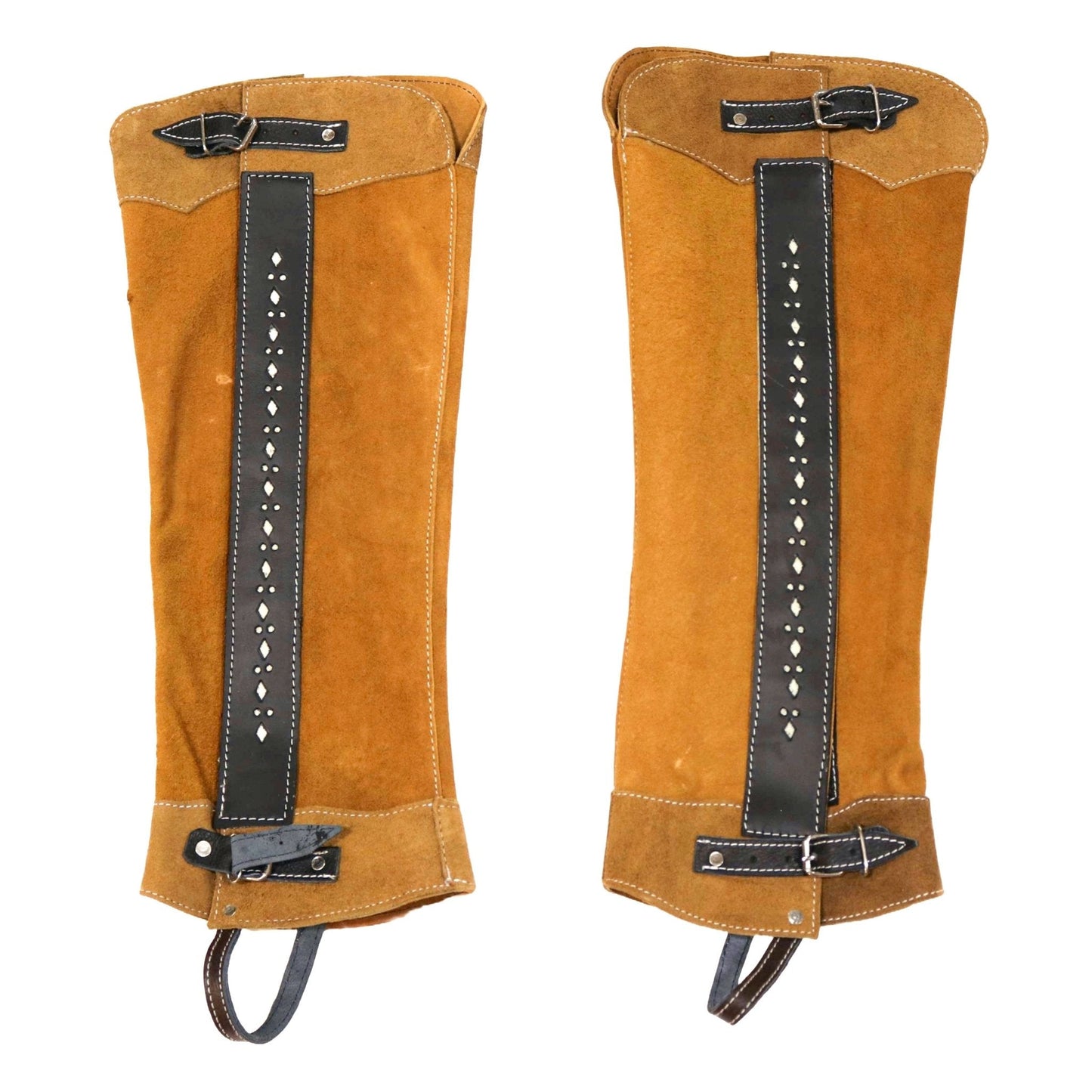 Charros Gamuza Polainas Tan Miel Half Chaps - M - Royal Saddles - Charro Polainas/Chaps