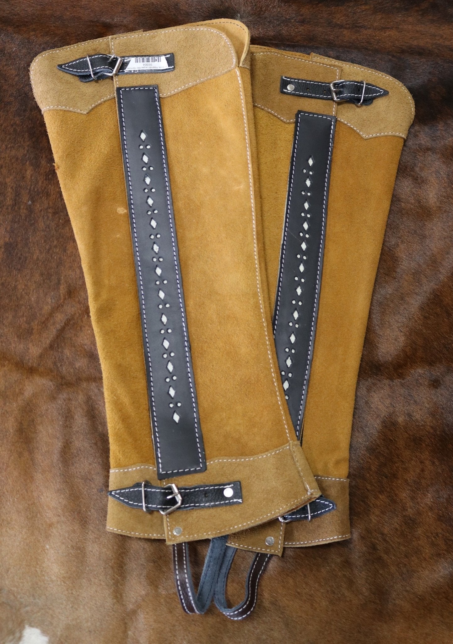 Charros Gamuza Polainas Tan Miel Half Chaps - M - Royal Saddles - Charro Polainas/Chaps