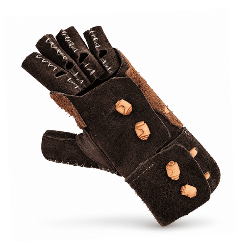 Charros Medium Brown Leather Glove Manilla Charra Lienzo - M - Royal Saddles - Ropes/Sogas