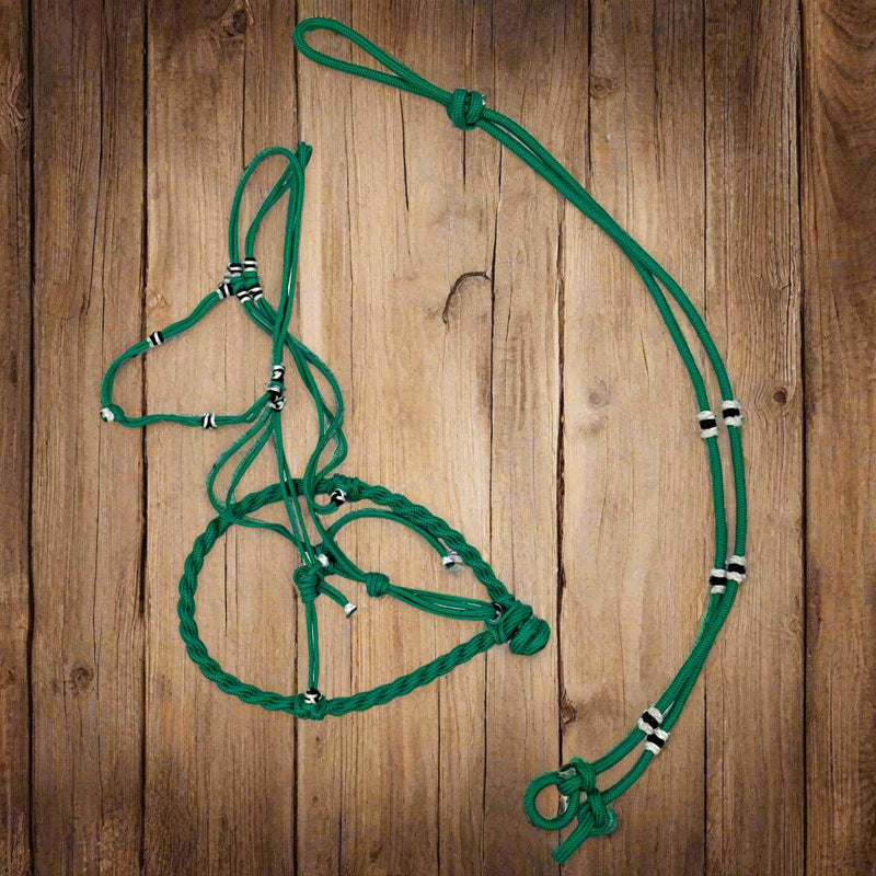 Charros Original Green Halter Bosal/Rienda Set - M - Royal Saddles - Charro Bozal