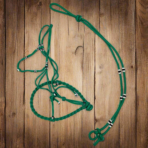 Charros Original Green Halter Bosal/Rienda Set - M - Royal Saddles - Charro Bozal