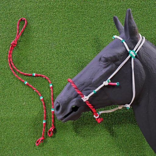 Charros Original MX Red Halter Bosal/Rienda Set - M - Royal Saddles - Charro Bozal