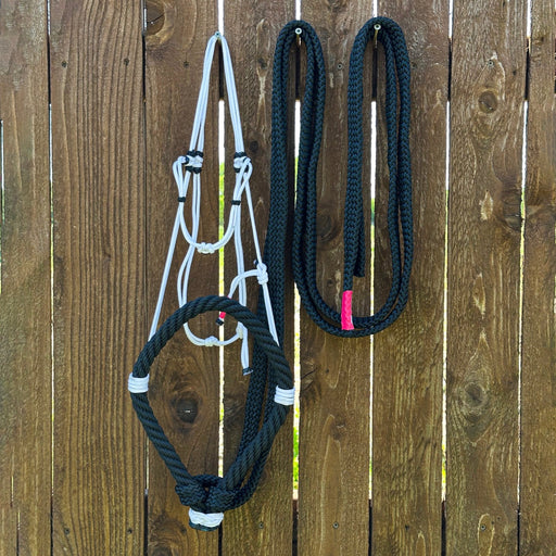 Charros Original White Bosal Falsa/Rienda Horse Halter - M - Royal Saddles - Charro Bozal