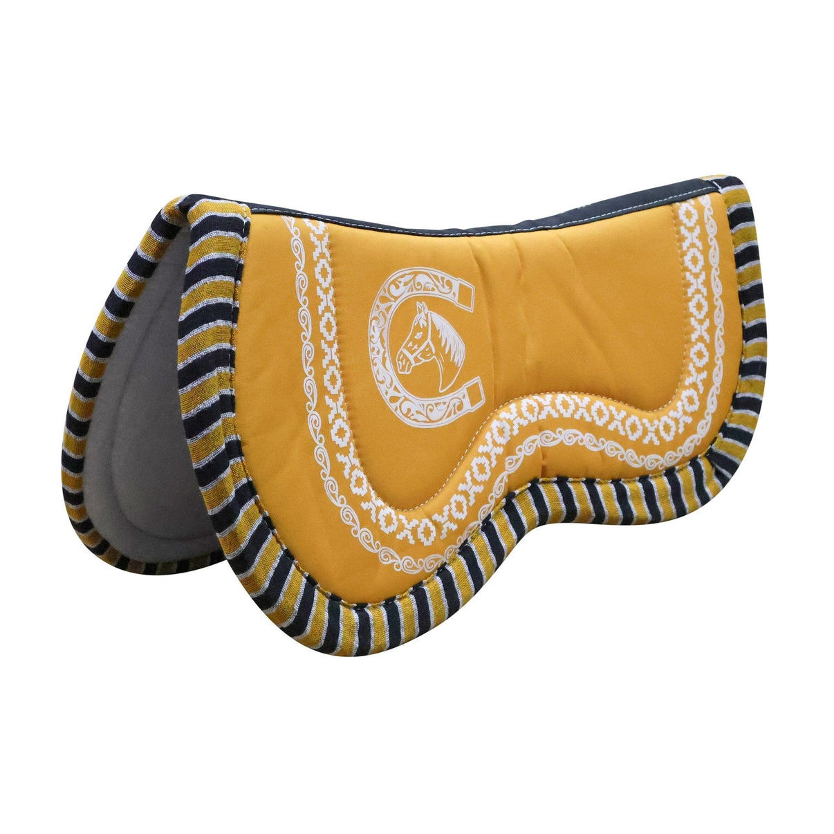 Charros Saddle Yellow Pad Carona Cola de Pato - M - Royal Saddles - Charro Pads/Caronas