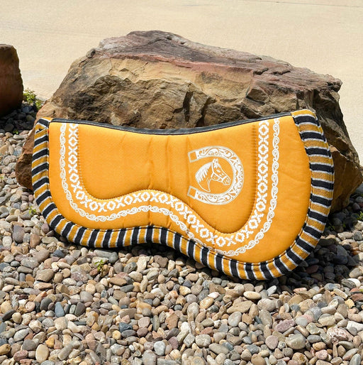 Charros Saddle Yellow Pad Carona Cola de Pato - M - Royal Saddles - Charro Pads/Caronas