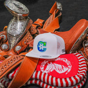 Charros White Brand Trucker Hat - M - Royal Saddles - Charros Original Hats