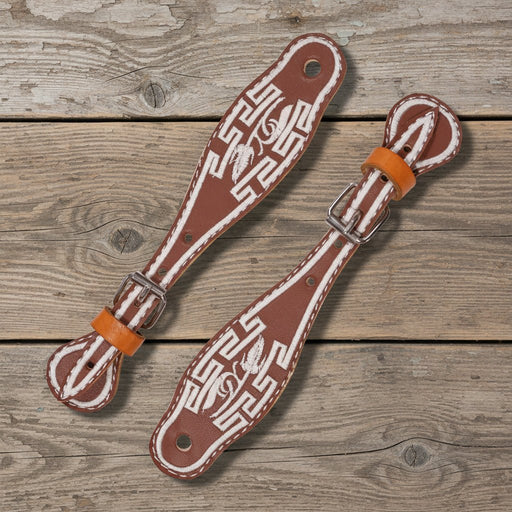 Chedron Charro Bordado Espuelas Correones | Embroidered Leather Spur Straps - M - Royal Saddles - Charro Spurs Strap