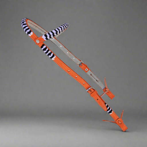Chomite Charro Orange Cabezada Chomiteada Headstall - M - Royal Saddles - Charro Headstalls/Cabezada