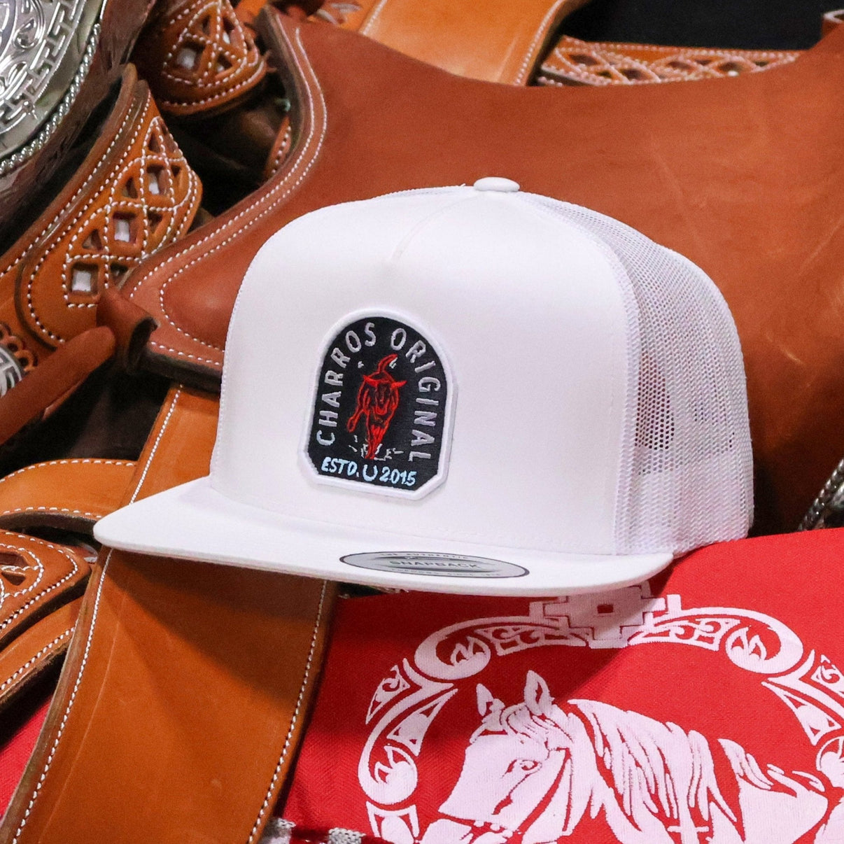 Classic White Charros Original Trucker Cap - M - Royal Saddles - Charros Original Hats