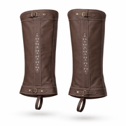 Dark Brown Charro Leather Piel Polainas Villistas Charras Chaps - M - Royal Saddles - Charro Polainas/Chaps