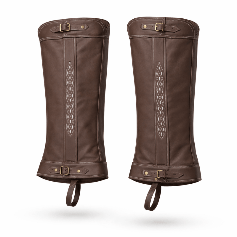 Dark Brown Charro Leather Piel Polainas Villistas Charras Chaps - M - Royal Saddles - Charro Polainas/Chaps