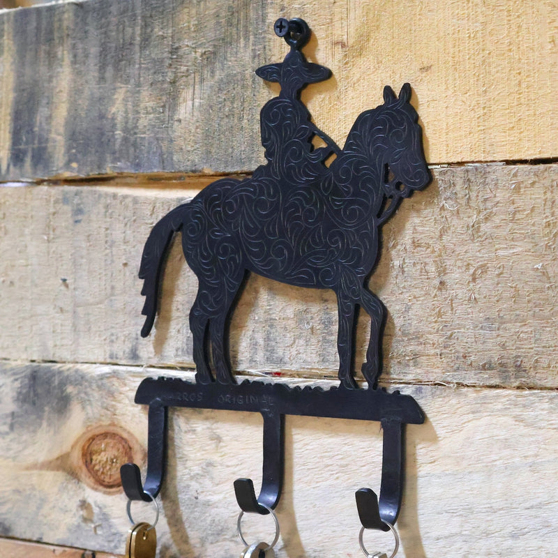 Engraved Wall Mounted Charro Key Holder Metal - M - Royal Saddles - Decor & Gifts