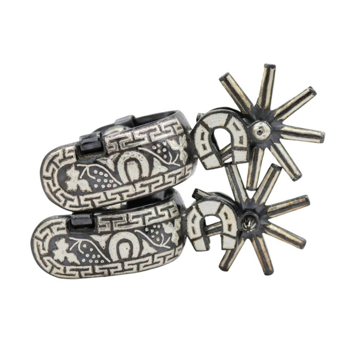 Espuelas Charras Finas Incrustacion De Plata Silver Spurs - M - Royal Saddles - Charro Spurs/Espuelas