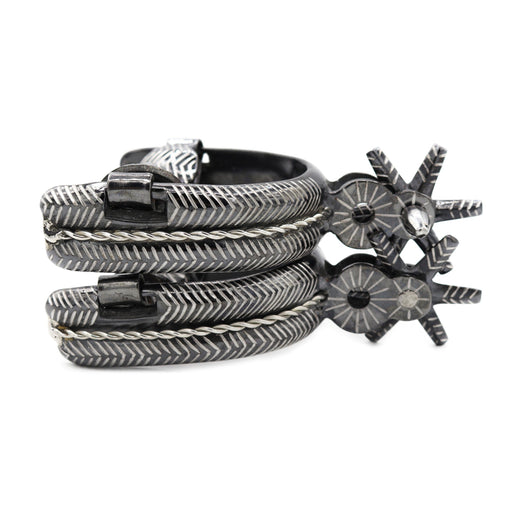 Espuelas Charras Mill Rayas Negras Mexican Black Spurs - M - Royal Saddles - Charro Spurs/Espuelas