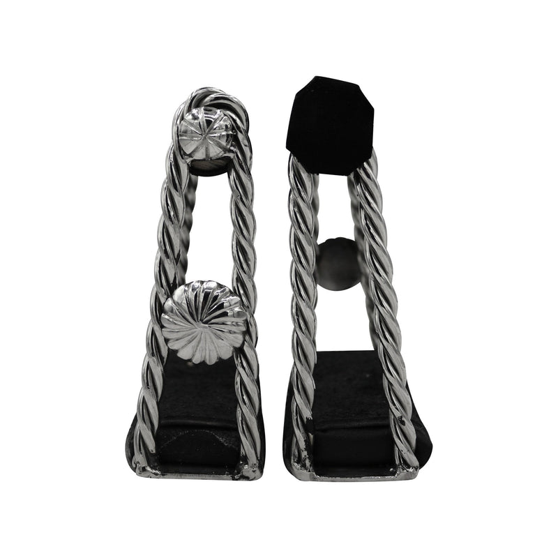 Estribos Torcidos Acero Inoxidable Charro Saddle Stirrups - M - Royal Saddles - Charro Saddle Parts