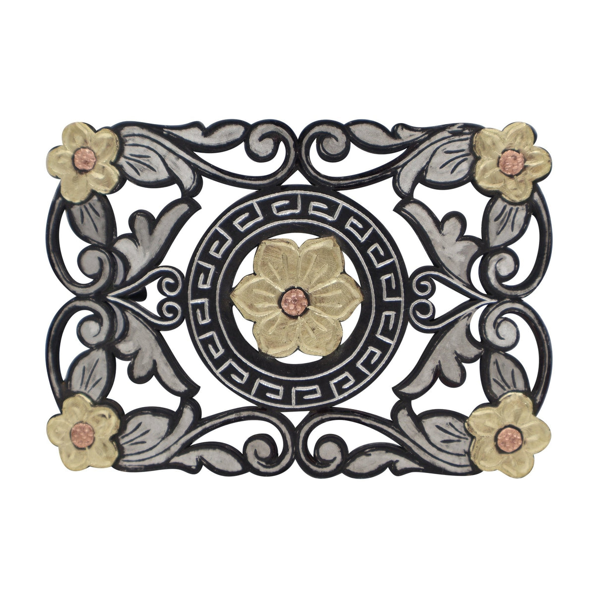 "Fina" Hebilla Charra Flor Lienzo Charro Buckle - M - Royal Saddles - Belts/Buckles