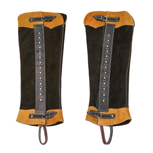 Gamuza Polainas Largas Cafe Long Half Chaps - M - Royal Saddles - Charro Polainas/Chaps