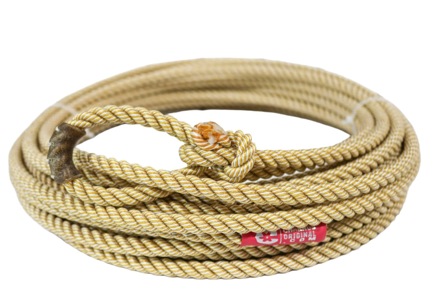 Gold/White 50 Ft PolyNylon 10.5mm (Soga) Lead Core Plomo - M - Royal Saddles - Ropes/Sogas