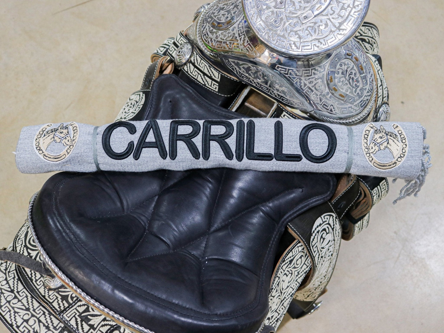 Gray Carrillo Sarape Embroidered Charro Montura - M - Royal Saddles - Sarapes