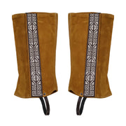 Greca Light Brown Mexican Charras Polainas Half Chaps - M - Royal Saddles - Charro Polainas/Chaps