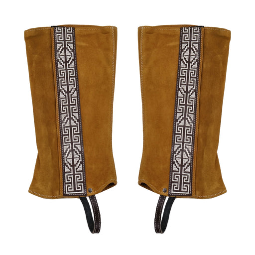 Greca Light Brown Mexican Charras Polainas Half Chaps - M - Royal Saddles - Charro Polainas/Chaps