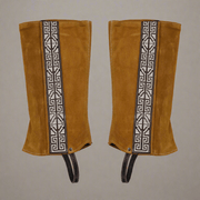 Greca Light Brown Mexican Charras Polainas Half Chaps - M - Royal Saddles - Charro Polainas/Chaps