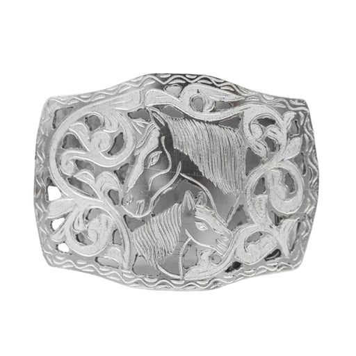 SOUTHERN IMPORTS Mexican Charro Western Horse Belt Buckle – Stainless Steel, Silver, 2-Inch – Hebbila Vaquera Rodeo