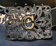 Hebilla Pavonada "C" Negra Charro Buckle - M - Royal Saddles - Belts/Buckles