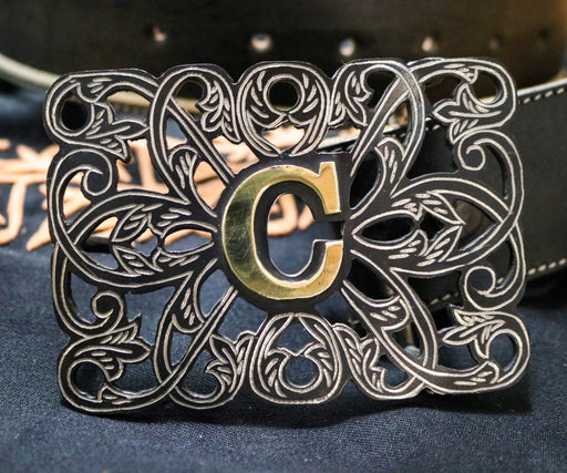 Hebilla Pavonada "C" Negra Charro Buckle - M - Royal Saddles - Belts/Buckles