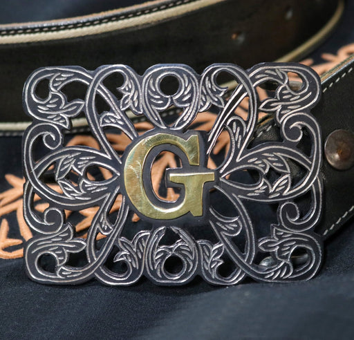 Hebilla Pavonada "G" Negra Charro Buckle - M - Royal Saddles - Belts/Buckles