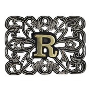 Hebilla Pavonada "R" Negra Charro Buckle - M - Royal Saddles - Belts/Buckles