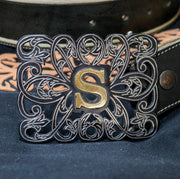 Hebilla Pavonada "S" Negra Charro Buckle - M - Royal Saddles - Belts/Buckles
