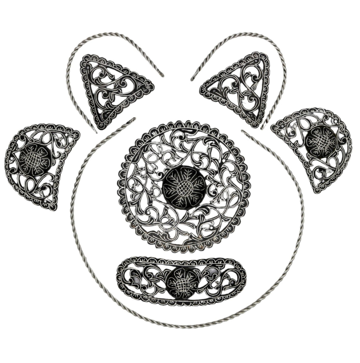 Herraje Black Fino Para Montura Charra Charro Saddle Kit - M - Royal Saddles - Charro Saddle Parts