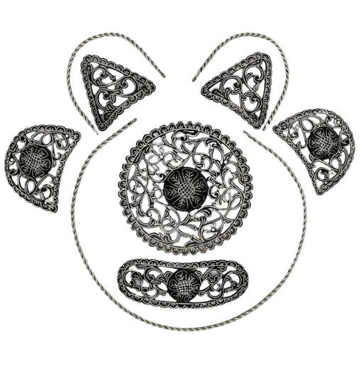 Herraje Black Fino Para Montura Charra Charro Saddle Kit - M - Royal Saddles - Charro Saddle Parts