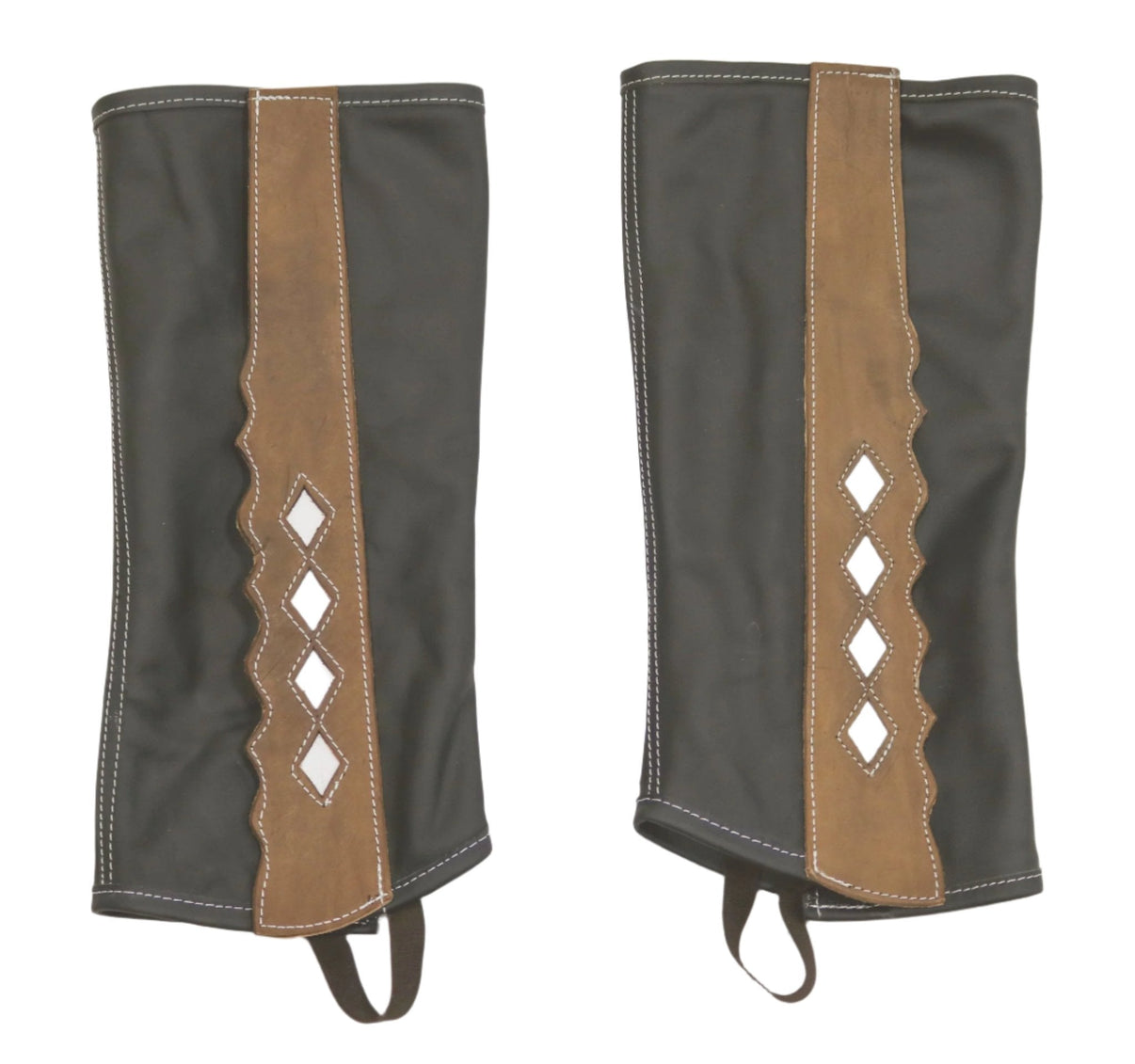 Leather (L) Polainas Charras Half Chaps Brown - M - Royal Saddles - Charro Polainas/Chaps