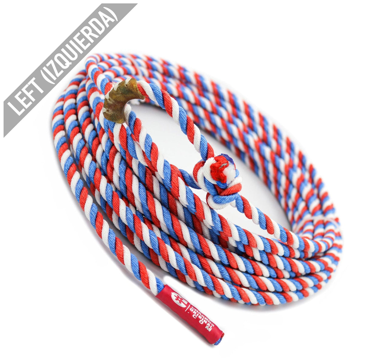 LEFT TWIST 50 FT. Tri - Color 10mm Soga Plomo (Lead Core) - M - Royal Saddles - Ropes/Sogas